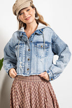 Load image into Gallery viewer, You&#39;re So Fine Cropped Hoodie Jean Jacket
