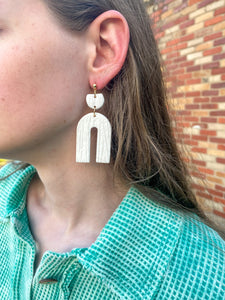 White Textured Rainbow Earrings
